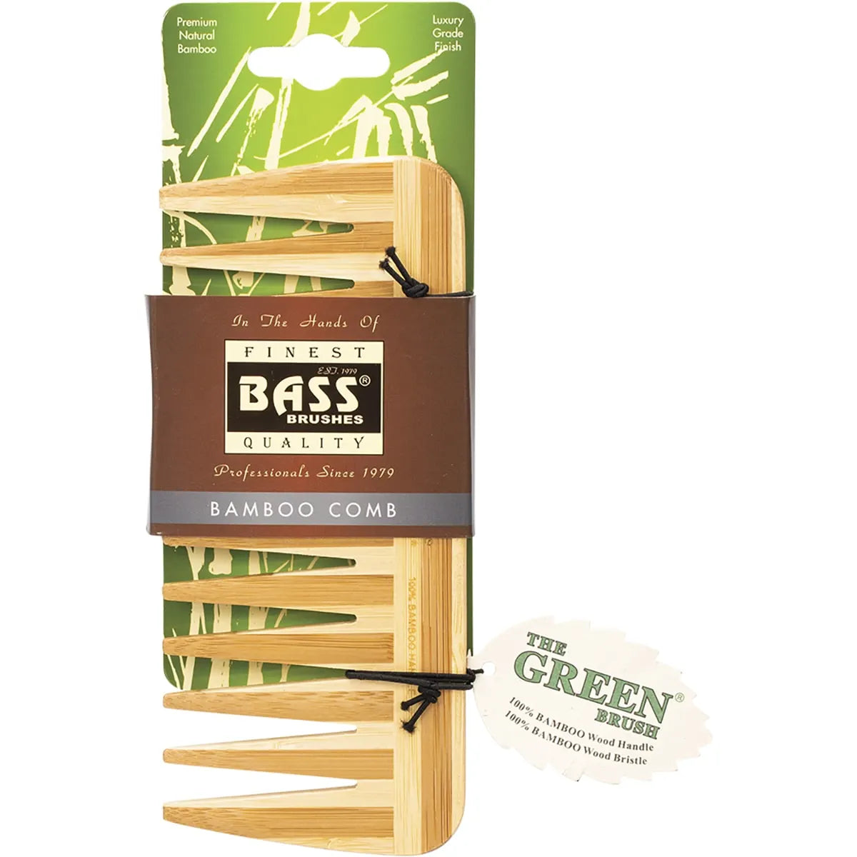 Bass Brushes Bamboo Comb Medium - Wide Tooth 1
