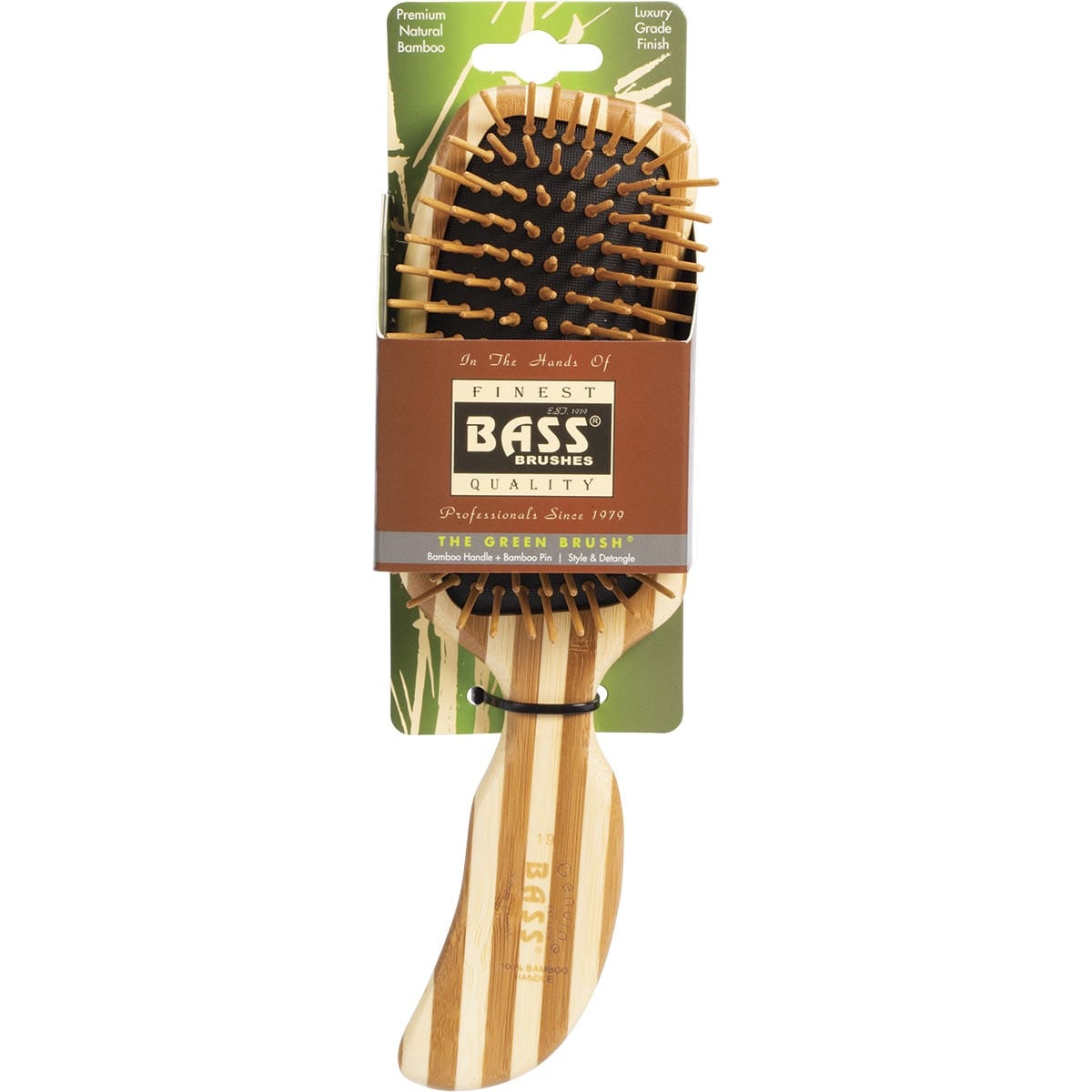 Bass Brushes Bamboo Hair Brush Semi S Shaped Handle 1