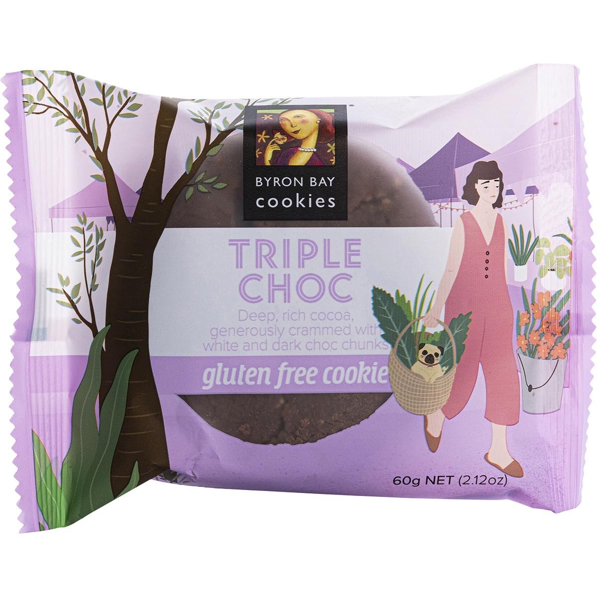 Byron Bay Cookies Gluten Free Cookies Triple Choc Fudge 60g 12 Pack