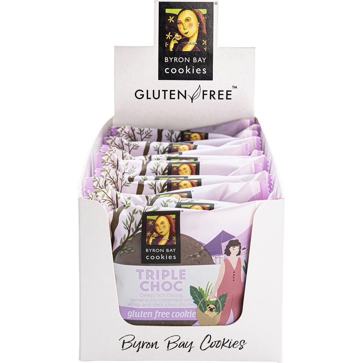 Byron Bay Cookies Gluten Free Cookies Triple Choc Fudge 60g 12 Pack