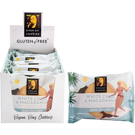 Byron Bay Cookies Gluten Free Cookies White Choc Macadamia 60g 12 Pack
