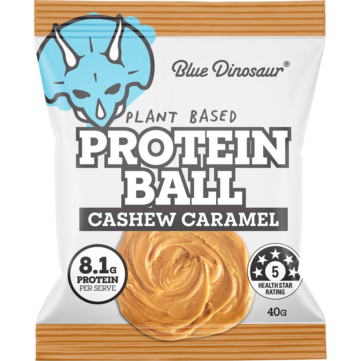 Blue Dinosaur Protein Ball Caramel Cashew 12x40g