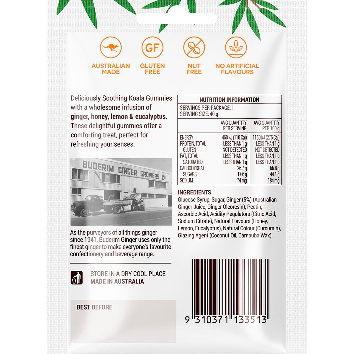 BUDERIM GINGER Soothing Gummies 40g(Pack of 12)