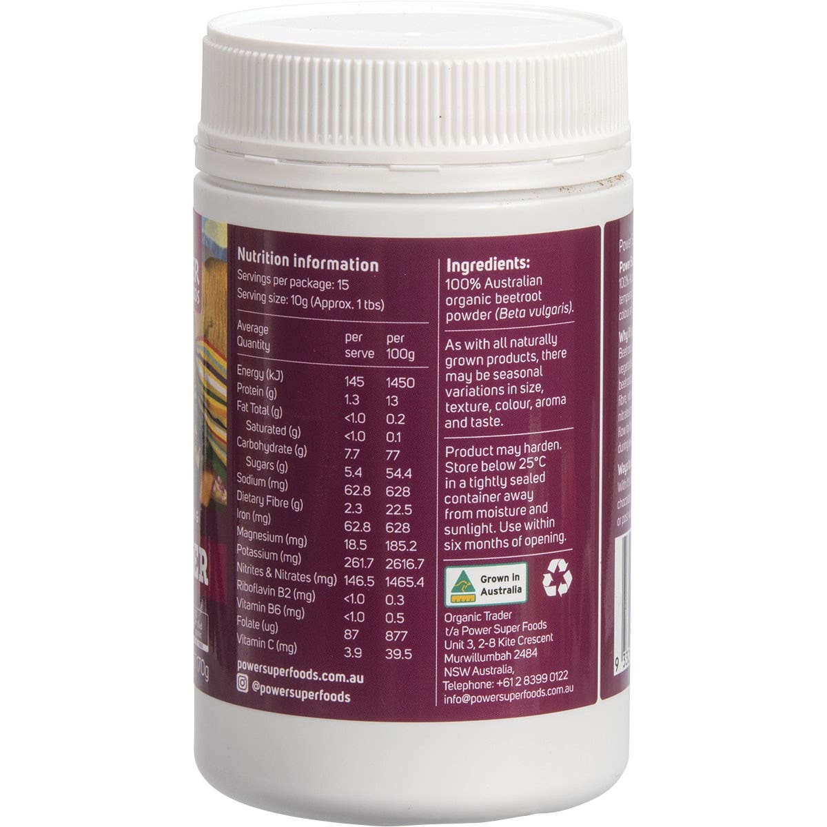 POWER SUPER FOODS Beetroot Powder Certified Organic 170g