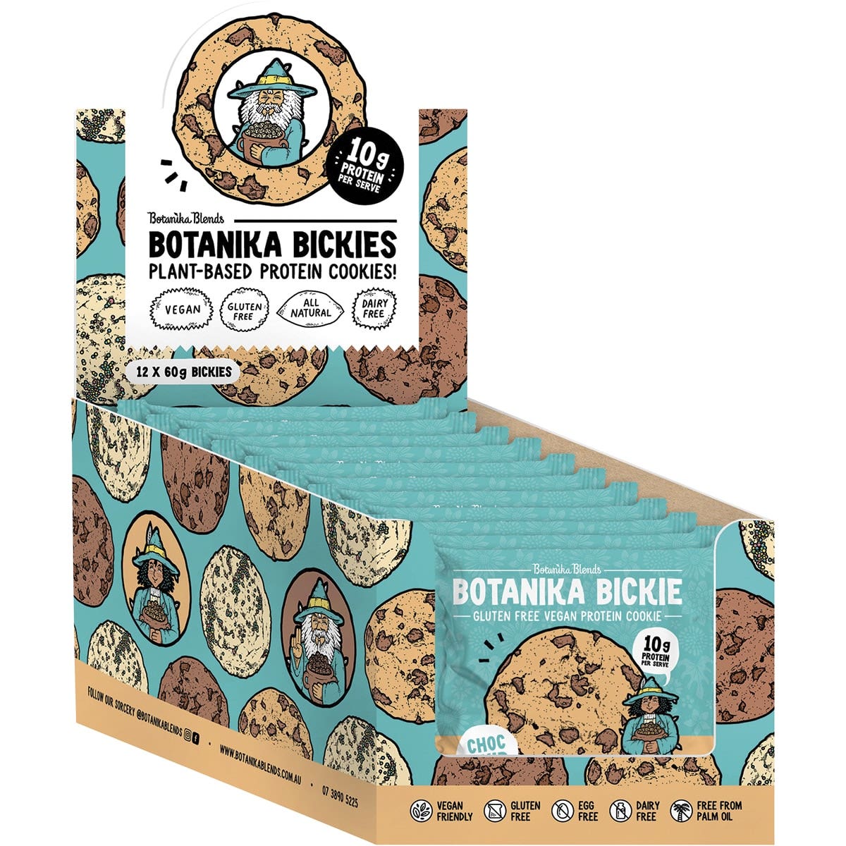Botanika Blends Botanika Bickie Vegan Protein Cookie- Choc Chip 60g 12 Pack
