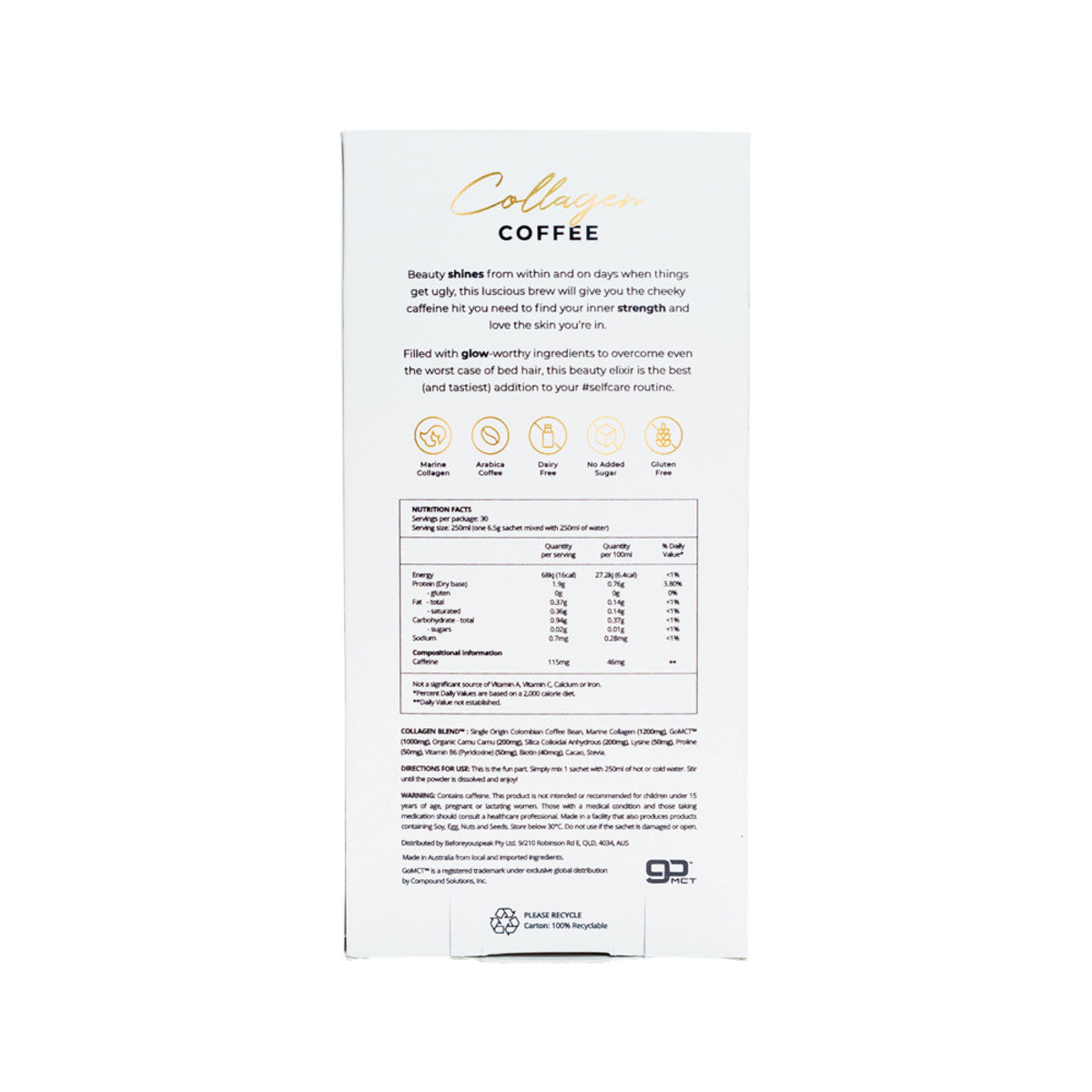Before You Speak Collagen Coffee Mocha 6.5g X 30 Pack