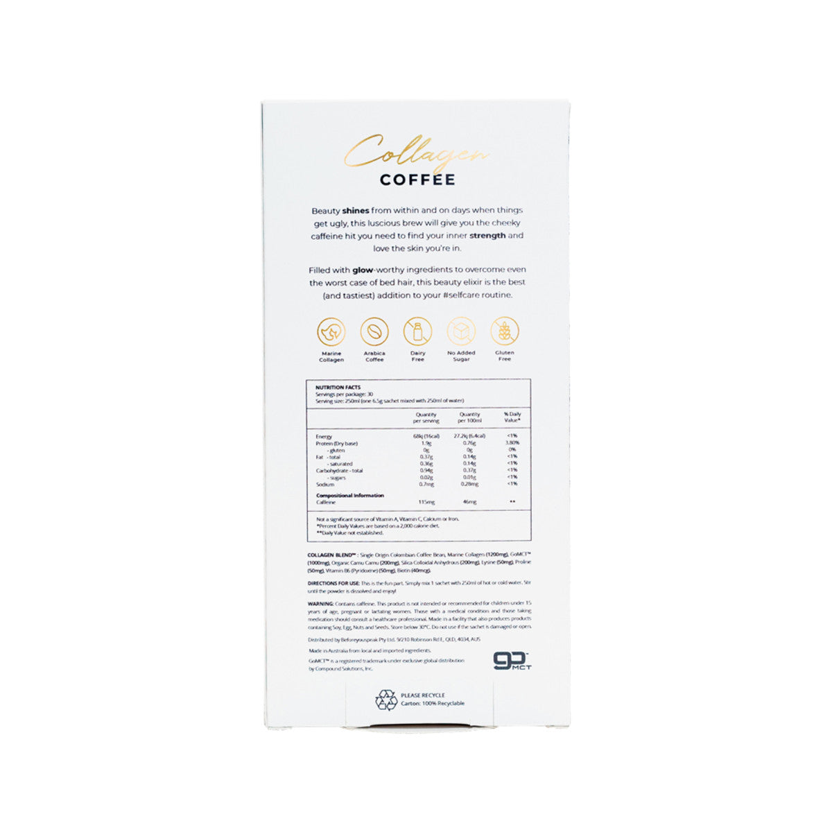 Before You Speak Collagen Coffee Unsweetened 6.5g X 30 Pack