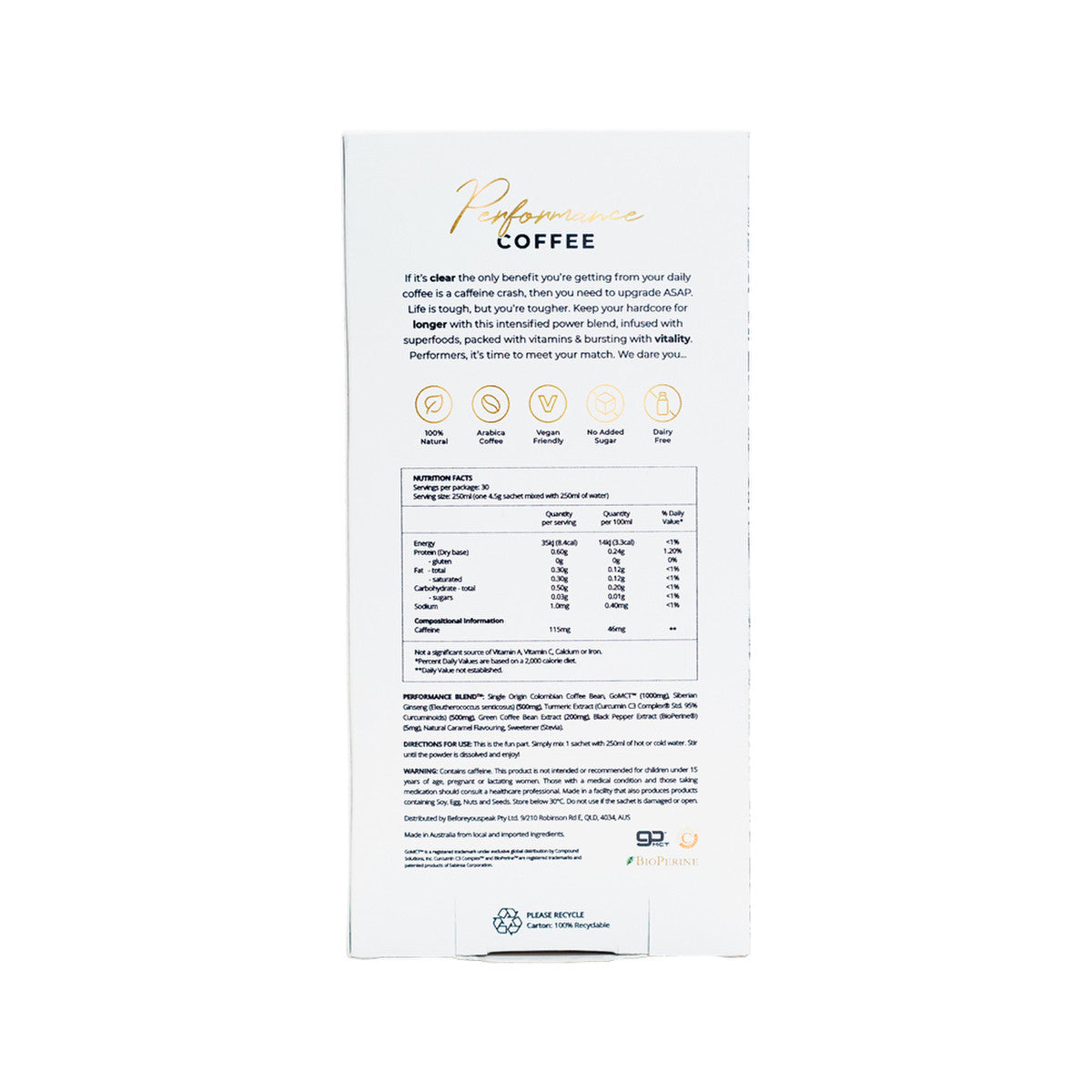 Before You Speak Performance Coffee Caramel 4.5g X 30 Pack