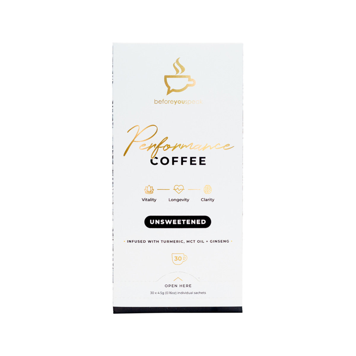 Before You Speak Performance Coffee Unsweetened 4.5g X 30 Pack