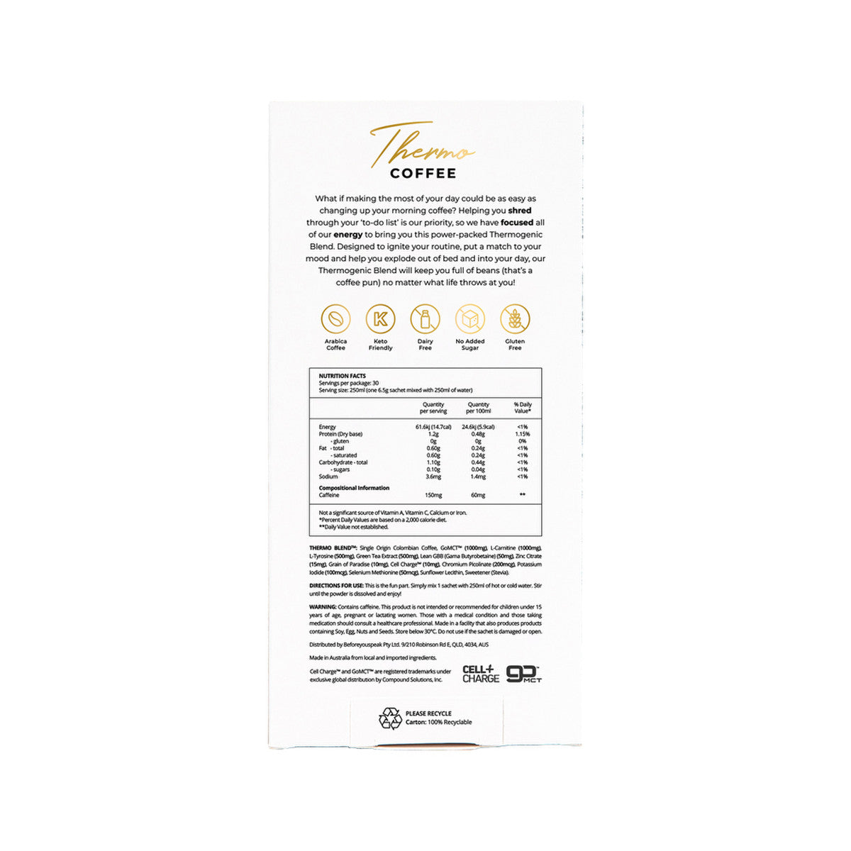 Before You Speak Thermo Coffee Original + Extra Shot 6.5g X 30 Pack