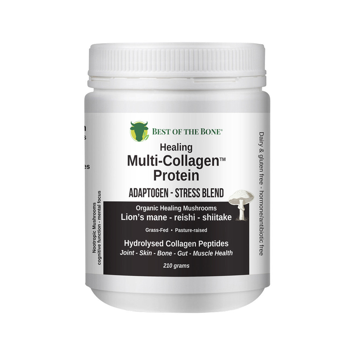 Best of the Bone Healing Multi-collagen Protein Powder Adaptogen-stress Blend (Organic Healing Mushrooms: Lion's Mane Reishi Shiitake)