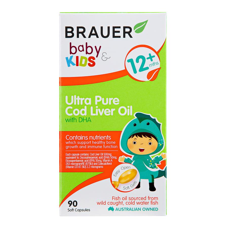 Brauer Baby & Kids Ultra Pure Cod Liver Oil With DHA 90caps
