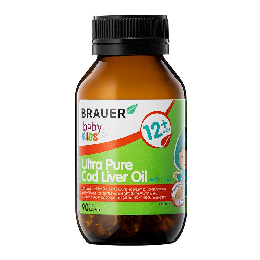 Brauer Baby & Kids Ultra Pure Cod Liver Oil With DHA 90caps