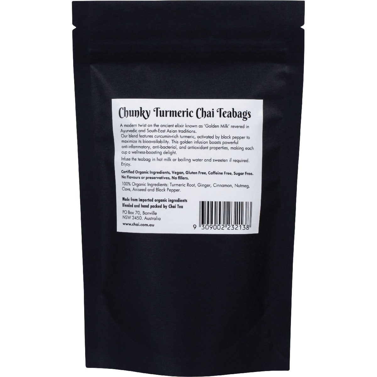 Chai Tea Organic Chunky Turmeric Chai Tea Bags 20pk