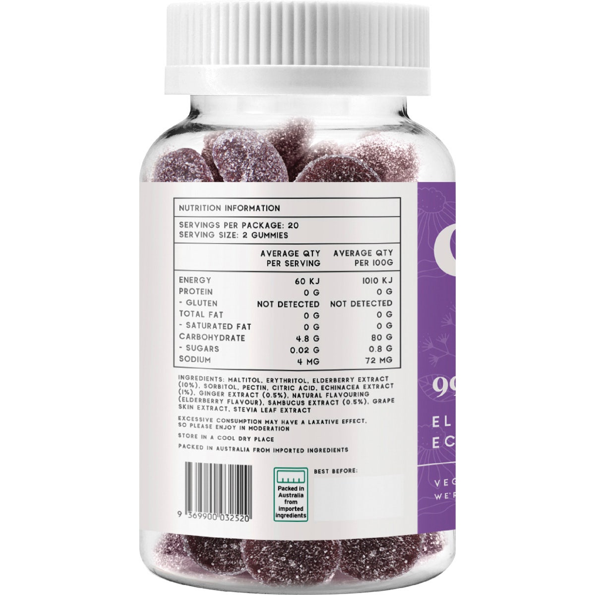 chuu Nutrition Elderberry and Echinacea Gummies 99% Sugar Free 40pcs