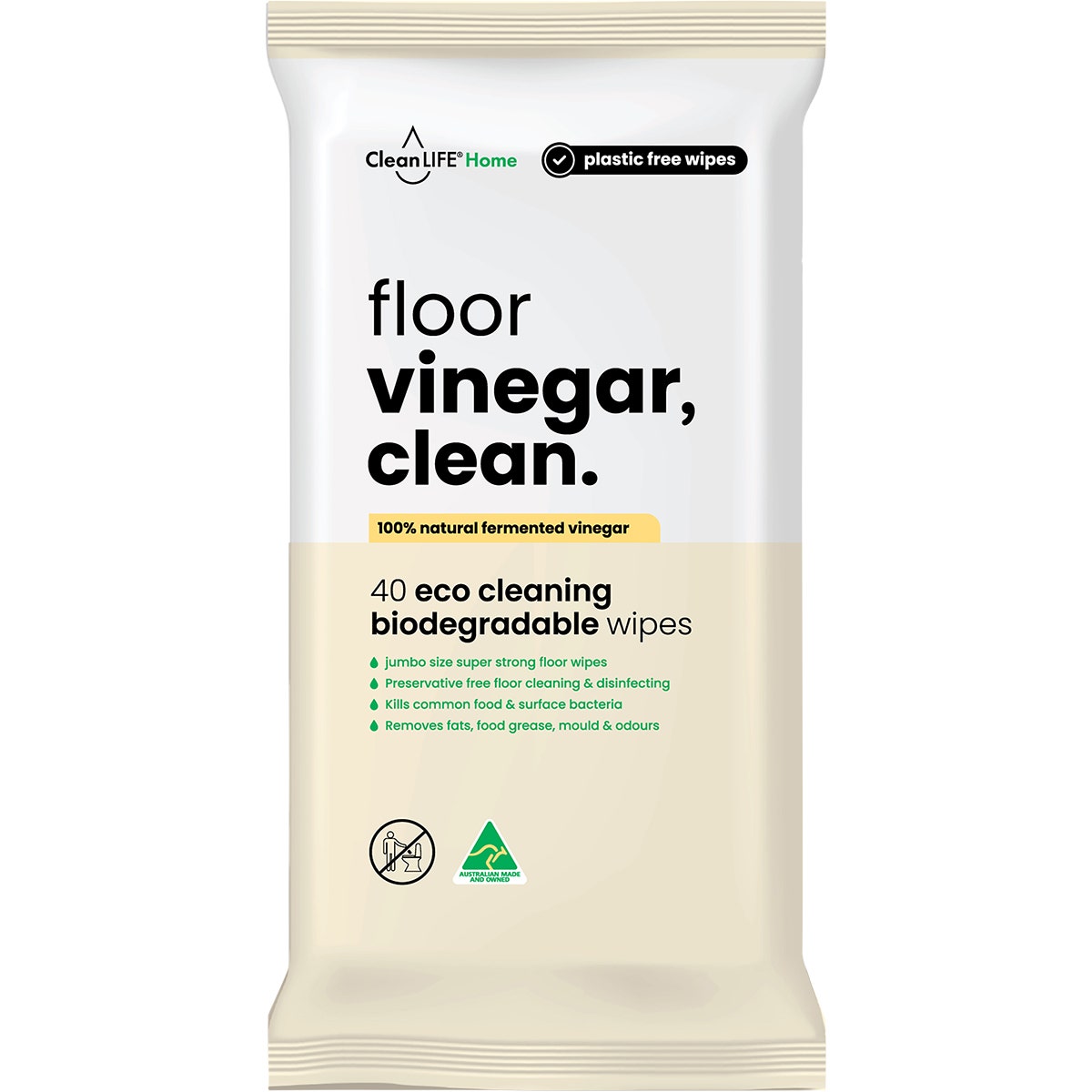 CleanLIFE Vinegar Clean Surface Plastic Free Wipes 100pk