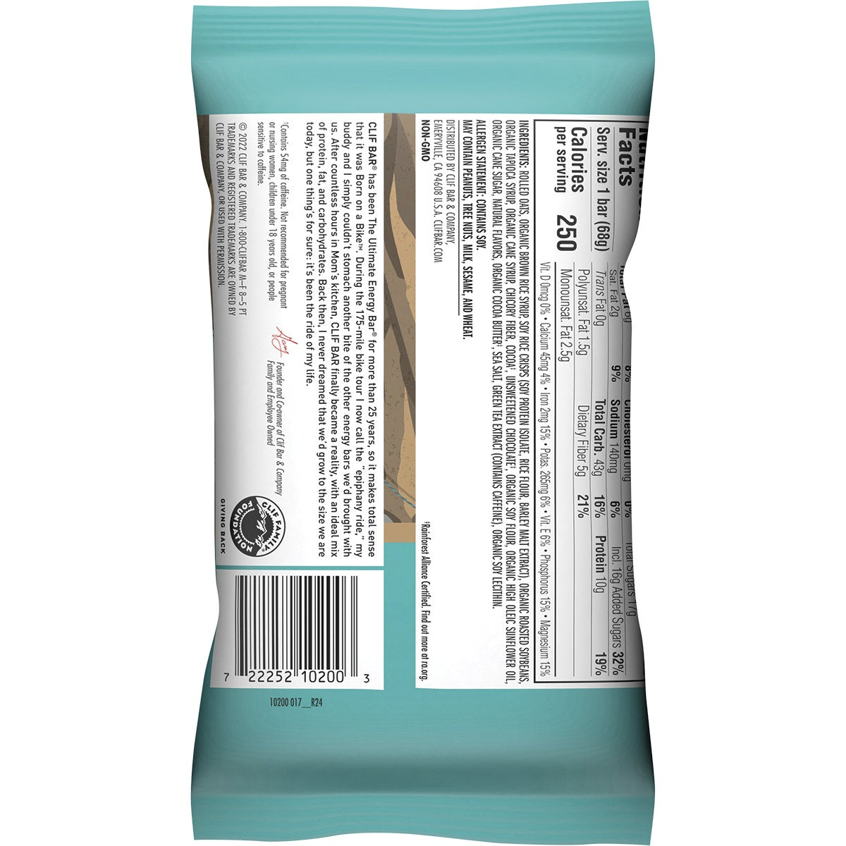 CLIF Energy Bar Cool Mint Choc (49mg Caffeine) 68g 12PK