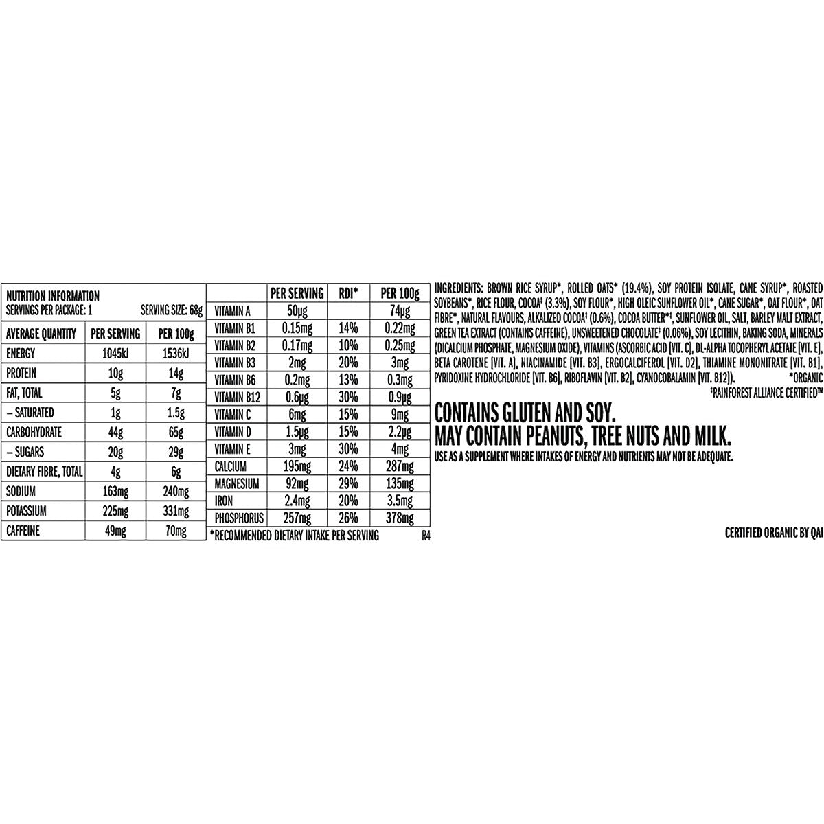CLIF Energy Bar Cool Mint Choc (49mg Caffeine) 68g 12PK