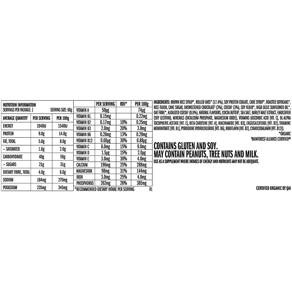 CLIF Energy Bar Chocolate Brownie 68g 12PK