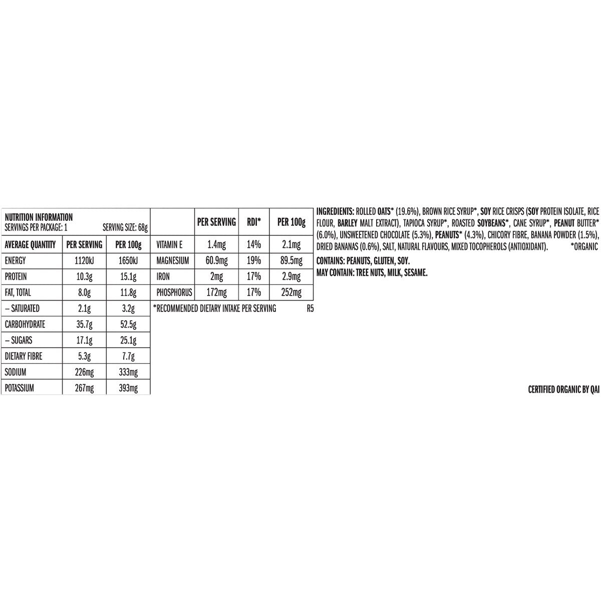 CLIF Energy Bar Peanut Butter Banana with Dark Chocolate 68g 12PK