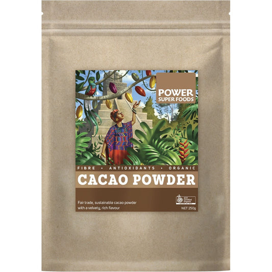 POWER SUPER FOODS Cacao Powder Kraft Bag Certified Organic 250g