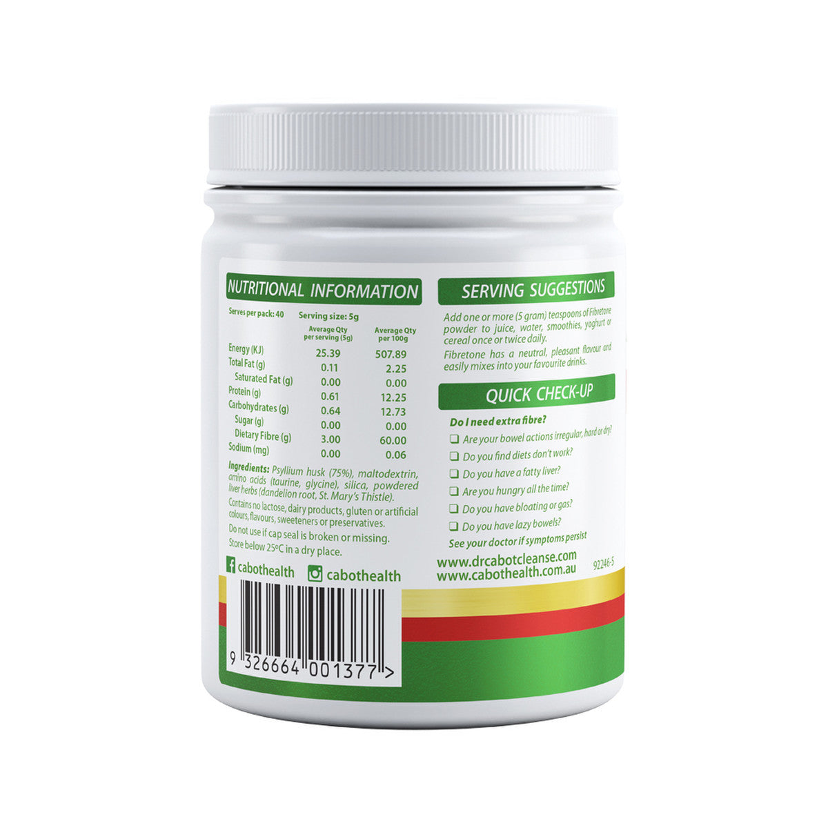 Cabot Health Fibretone Powder Neutral 200g