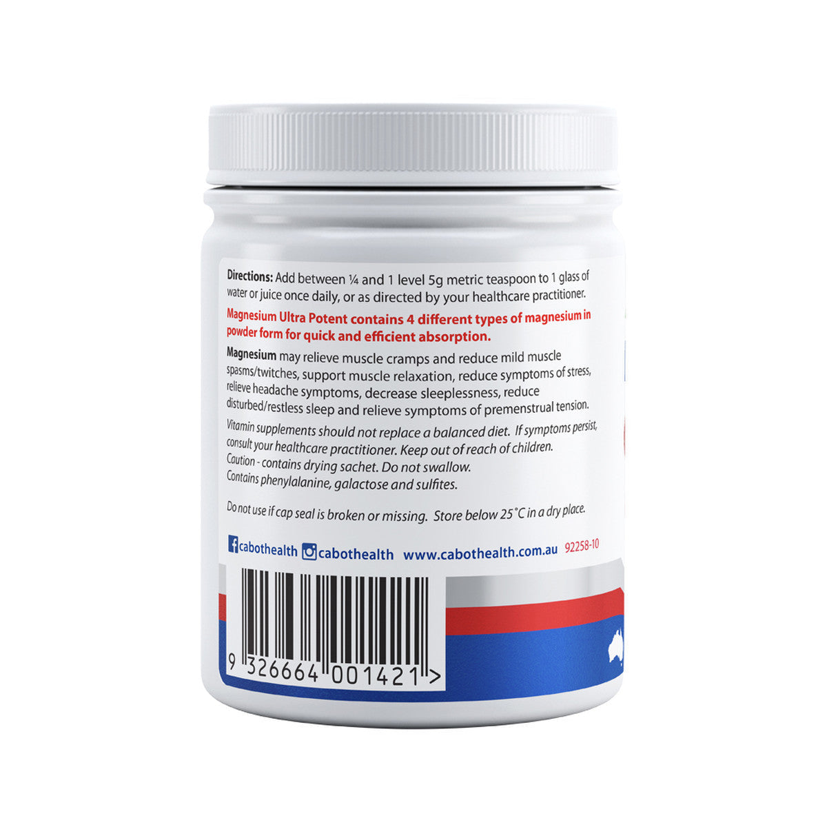 Cabot Health Magnesium Ultra Potent Strawberry Powder 200g