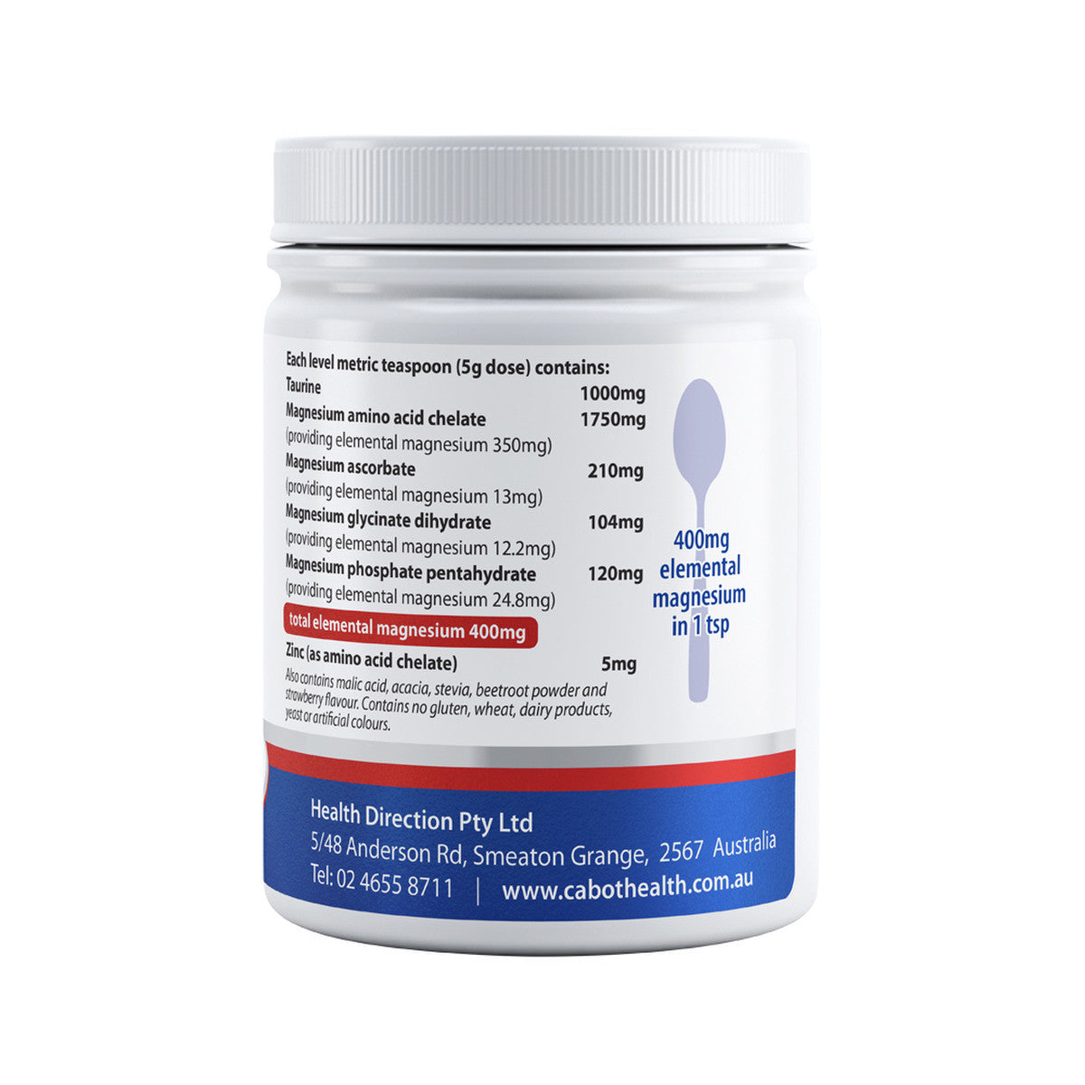 Cabot Health Magnesium Ultra Potent Strawberry Powder 200g