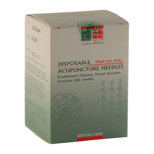 Cathay Herbal Acupuncture Cloud & Dragon Disposable Needles 0.25 x 30mm (with guide tube) x100 Pack