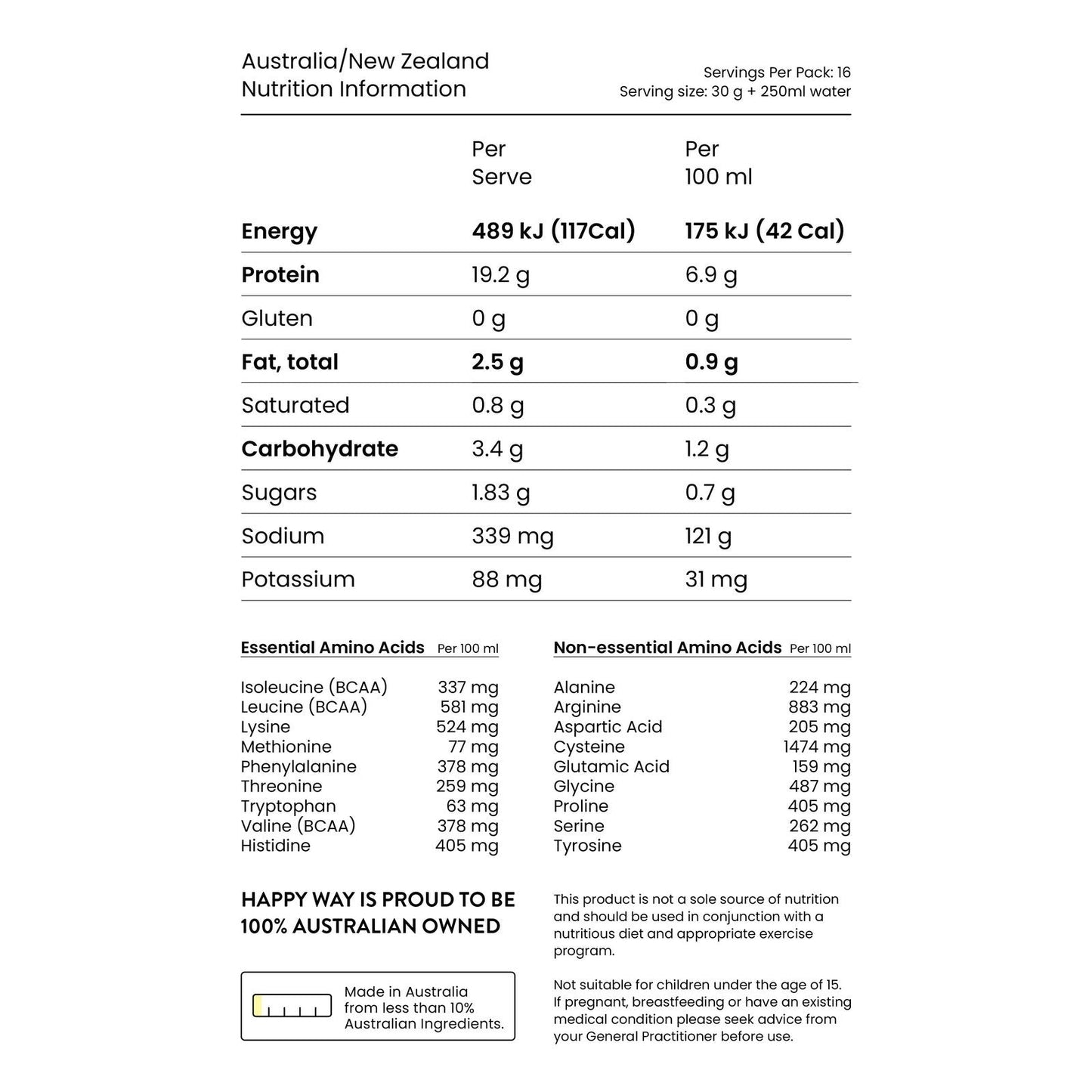 HAPPY WAY Ashy Bines Vegan Protein Powder Choc Caramel 500g