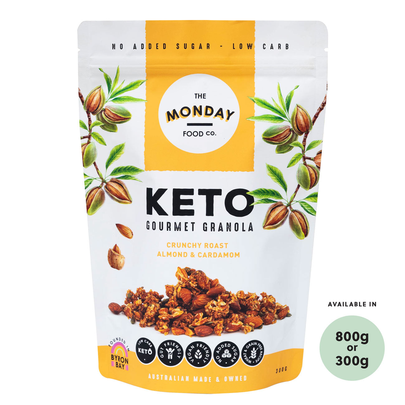 THE MONDAY FOOD CO Keto Gourmet Granola Crunchy Roast Almond & Cardamon 800g