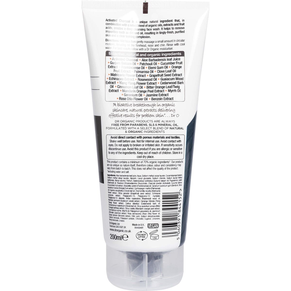 DR ORGANIC Face Wash Activated Charcoal 200ml