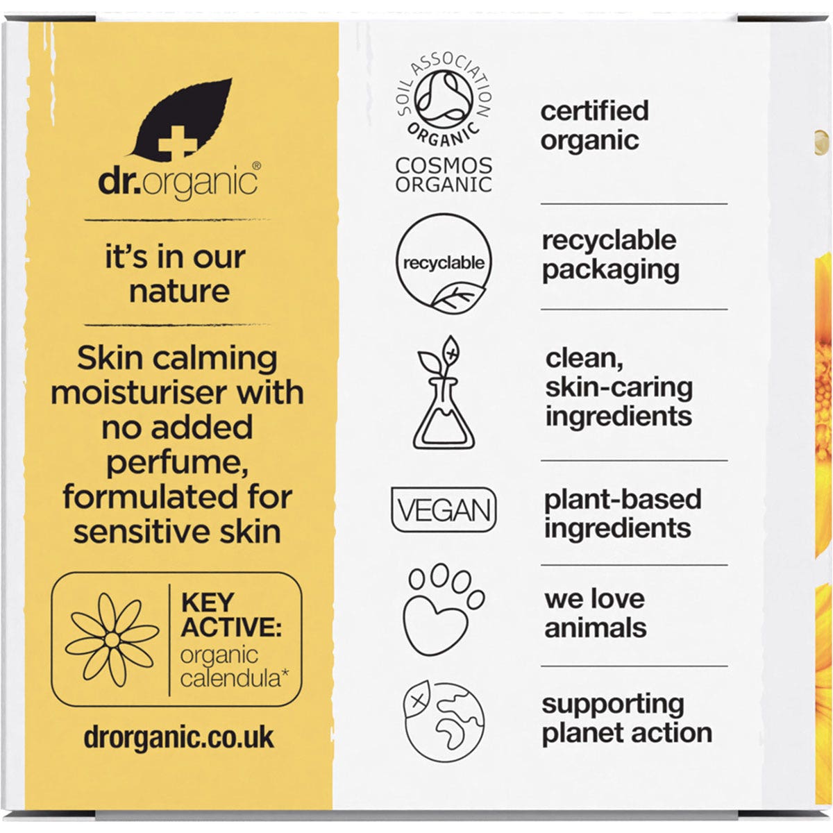 DR ORGANIC Fragrance Free Skin Moisturiser Organic Calendula 50ml
