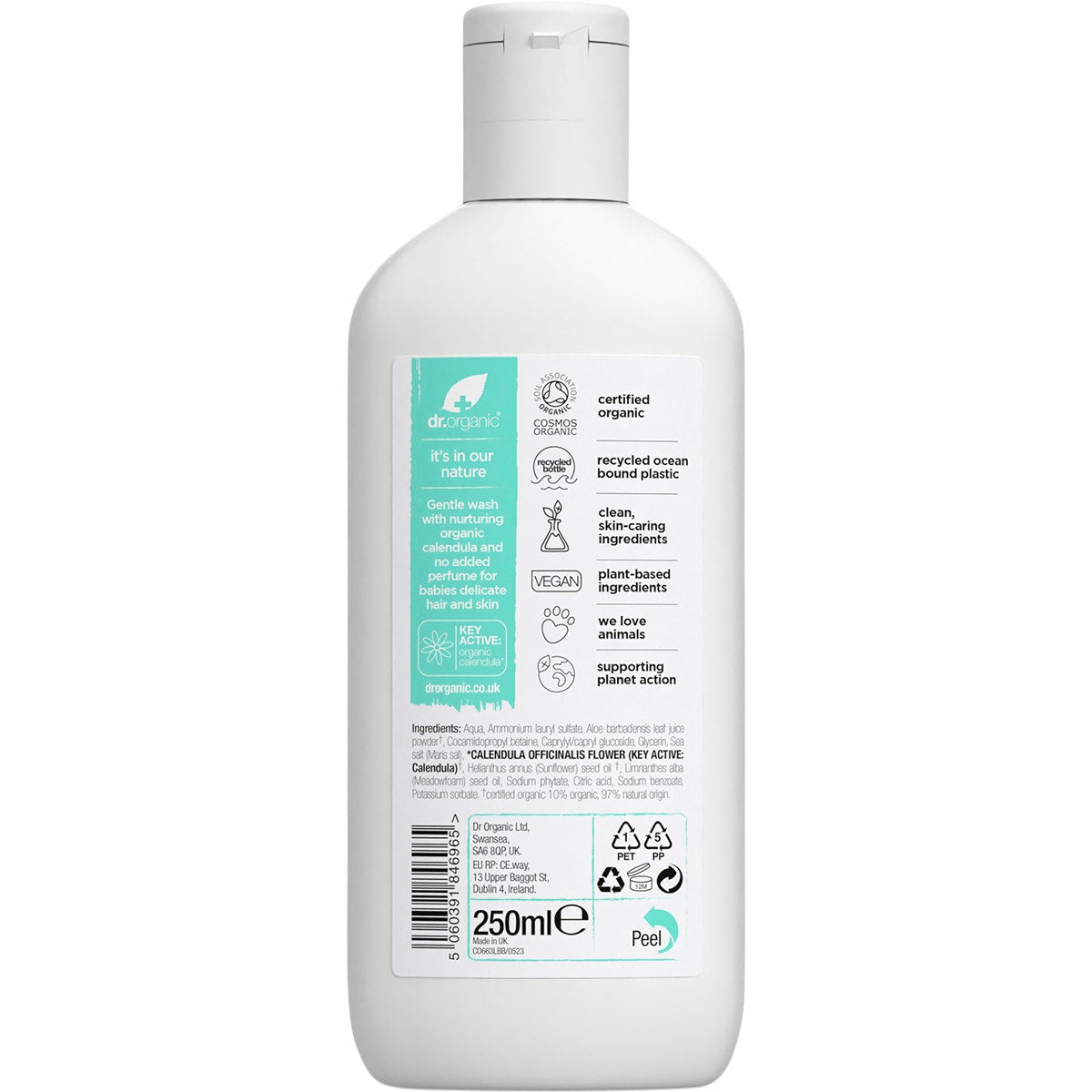 DR ORGANIC Unfragranced Top To Toe Baby Wash Organic Calendula 250ml