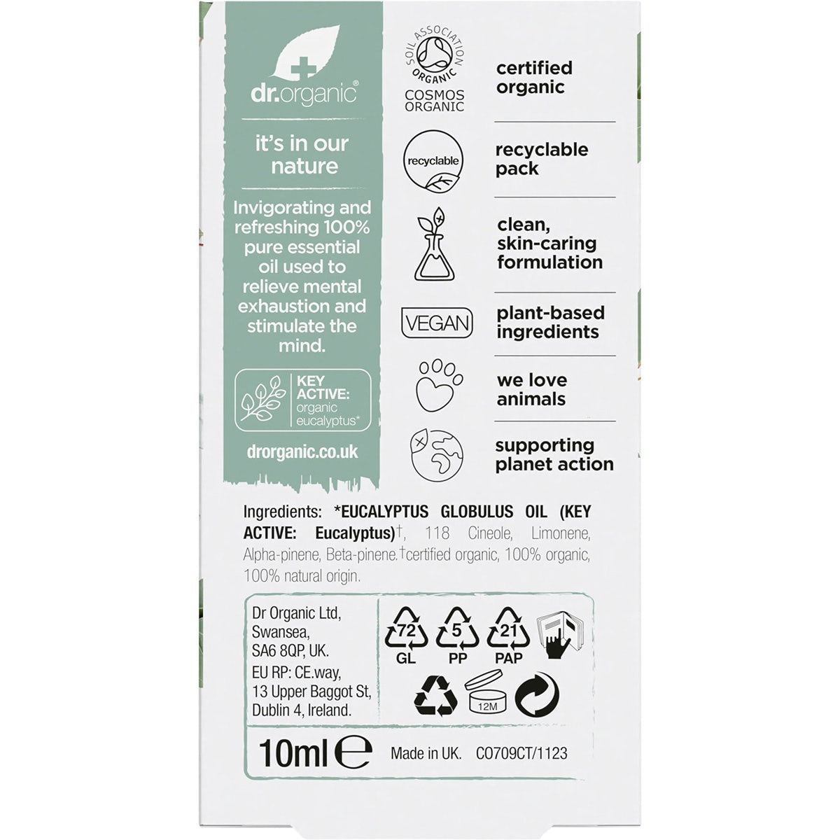 Dr Organic Eucalyptus Oil 100% Pure 10ml