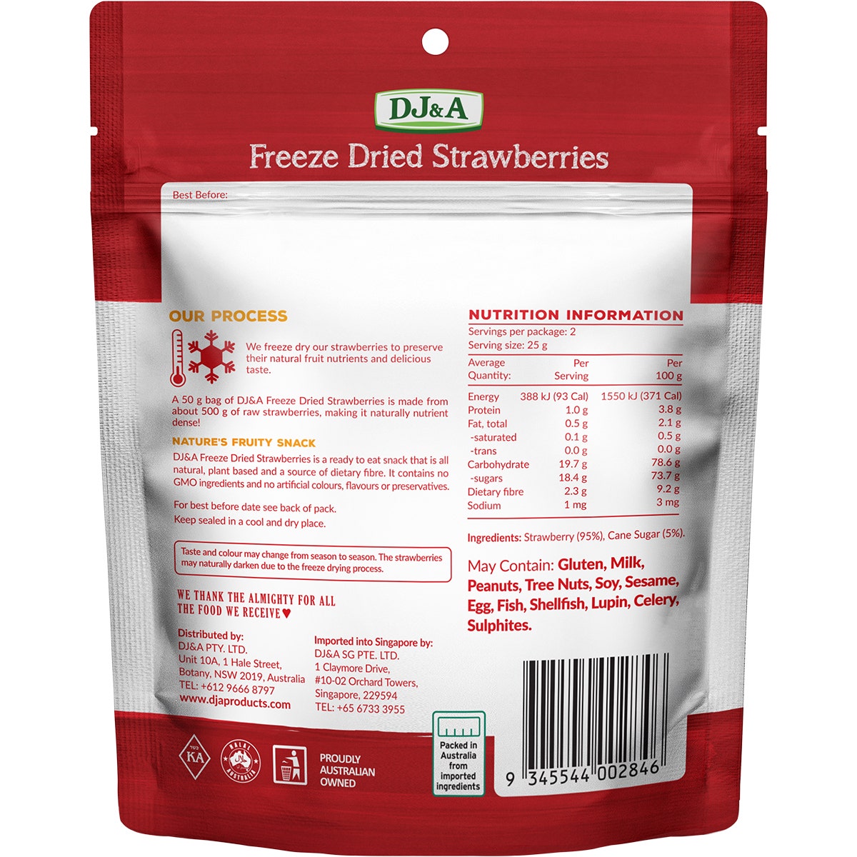 DJ&A Freeze Dried Strawberries 7x50g