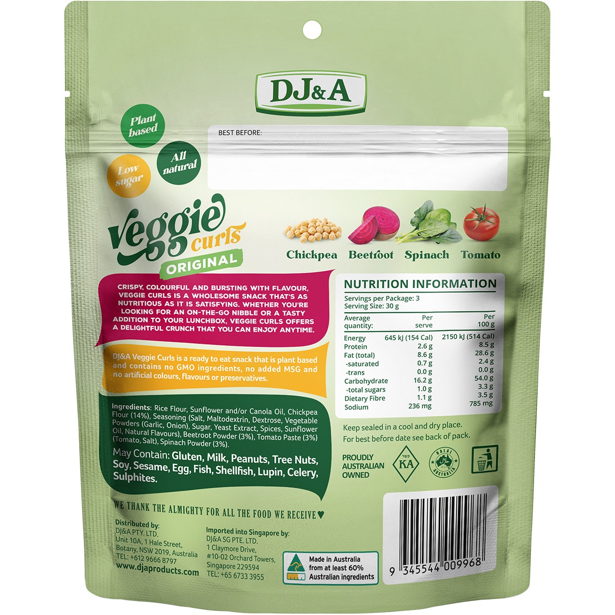 DJ&A Veggie Curls Original 9x90g