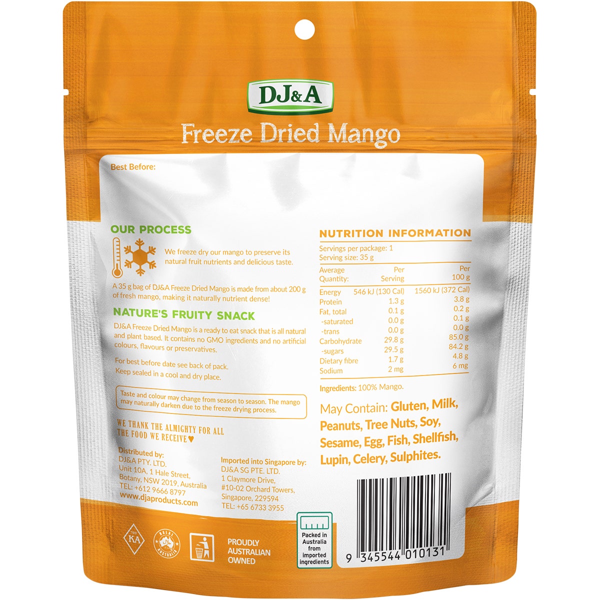 DJ&A Freeze Dried Mango 10x35g