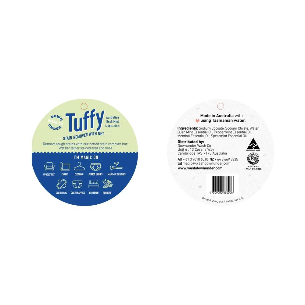 Downunder Wash Co. Tuffy Stain Remover With Net Australian Bush Mint 120g
