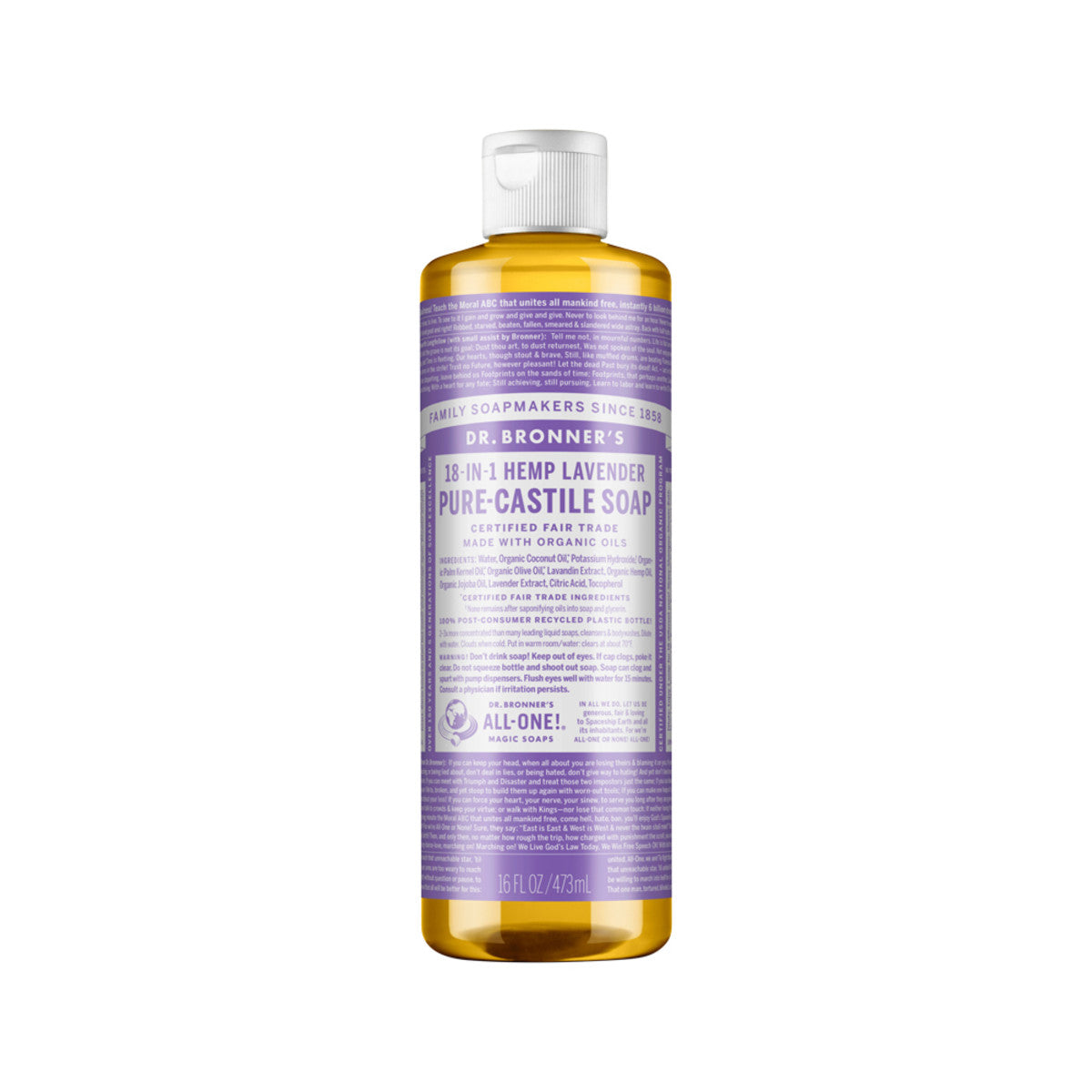 Dr. Bronner's Pure-Castile Soap Liquid (Hemp 18-in-1) Lavender 473ml