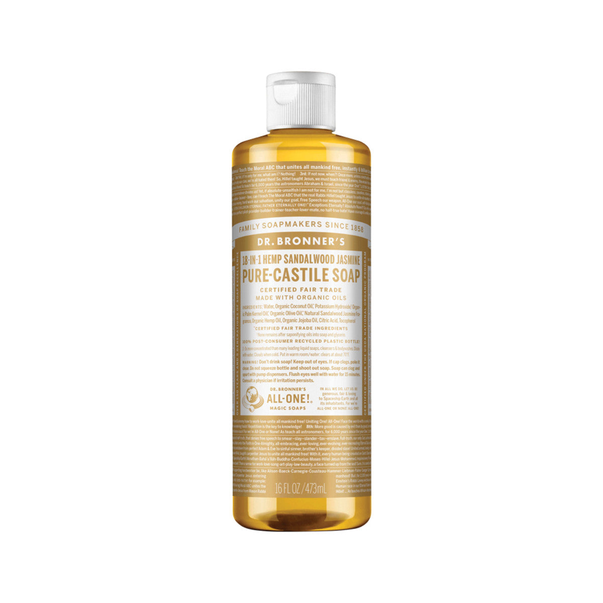 Dr. Bronner's Pure-Castile Soap Liquid (Hemp 18-in-1) Sandalwood Jasmine 473ml