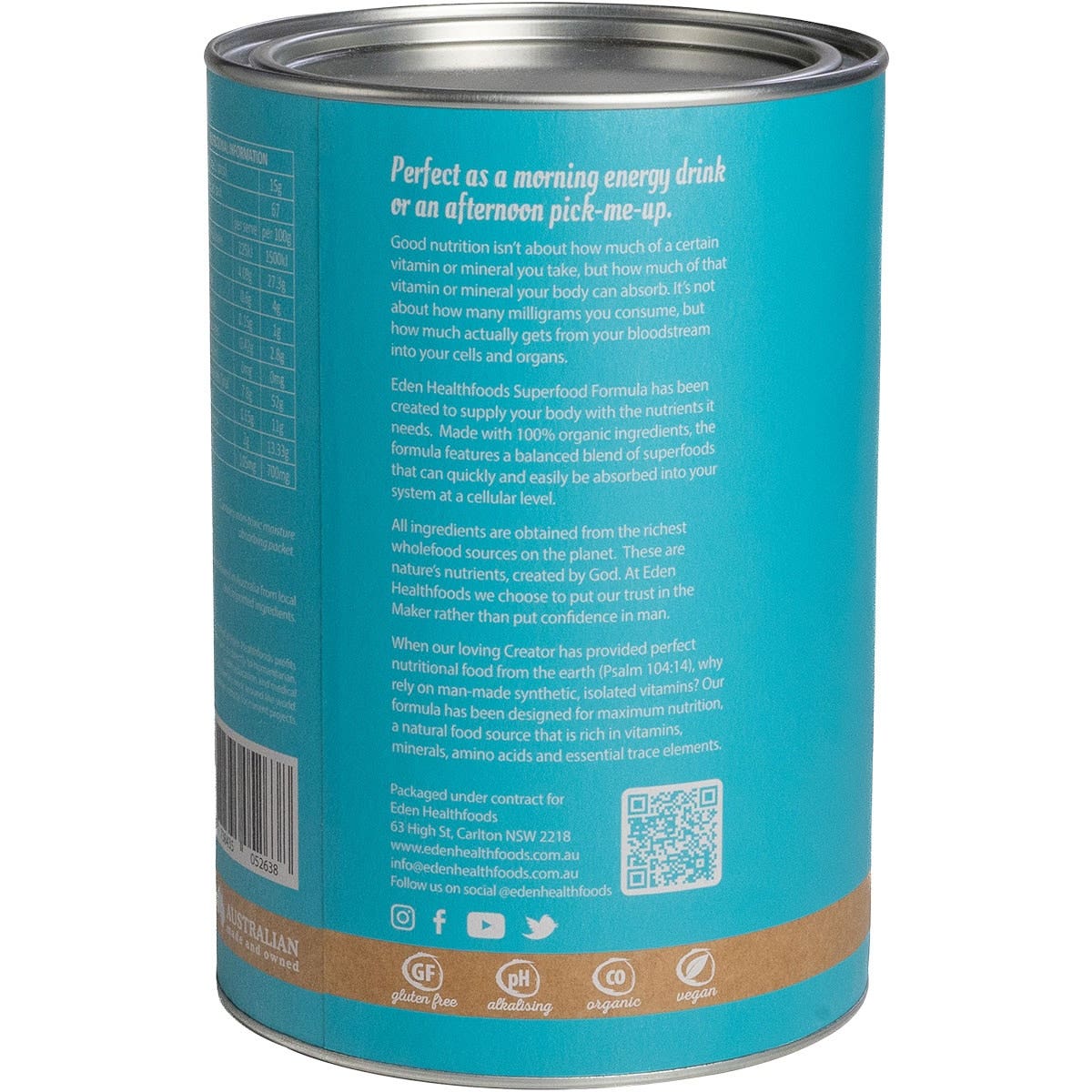 EDEN HEALTHFOODS Superfood Certified Organic Greens Powder 1kg