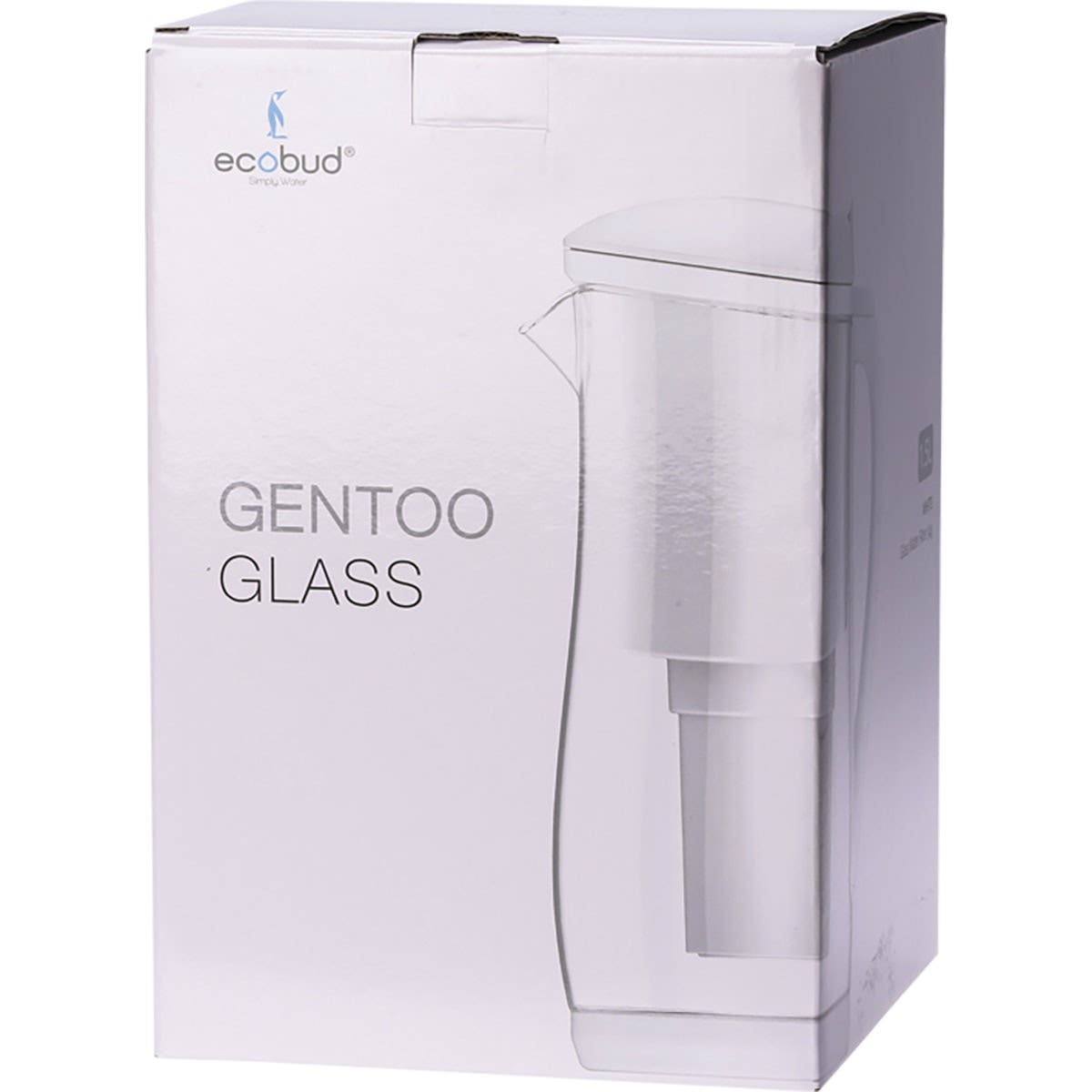 ECOBUD Gentoo GLASS Water Filter Jug WHITE 1.5L