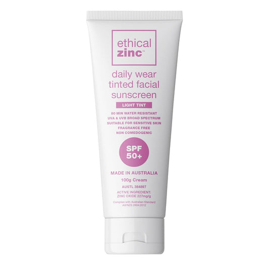 ETHICAL ZINC Daily Wear Tinted Facial Sunscreen Light Tint SPF 50+ 100g