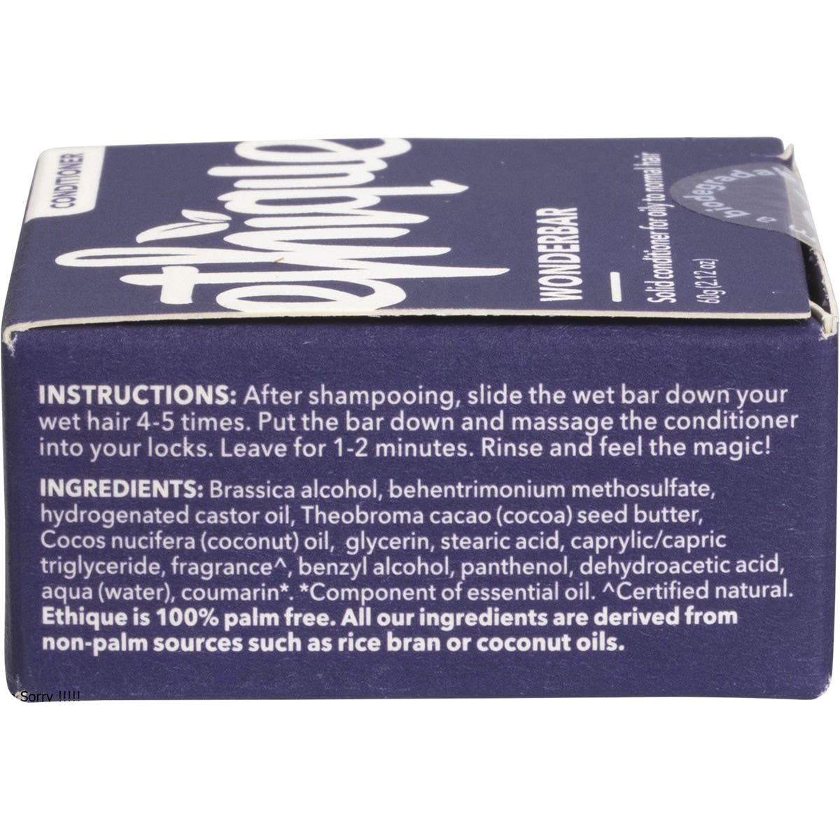 ETHIQUE Solid Conditioner Bar Wonderbar - Oily Or Normal Hair 60g