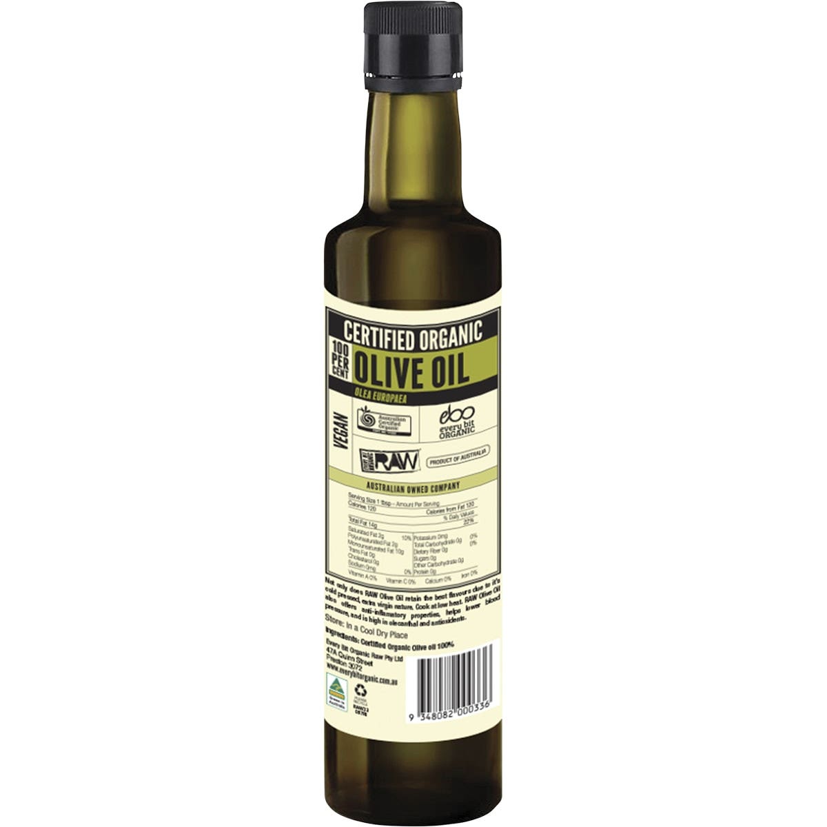 EVERY BIT ORGANIC RAW Olive Oil Cold Pressed - Extra Virgin 500ml