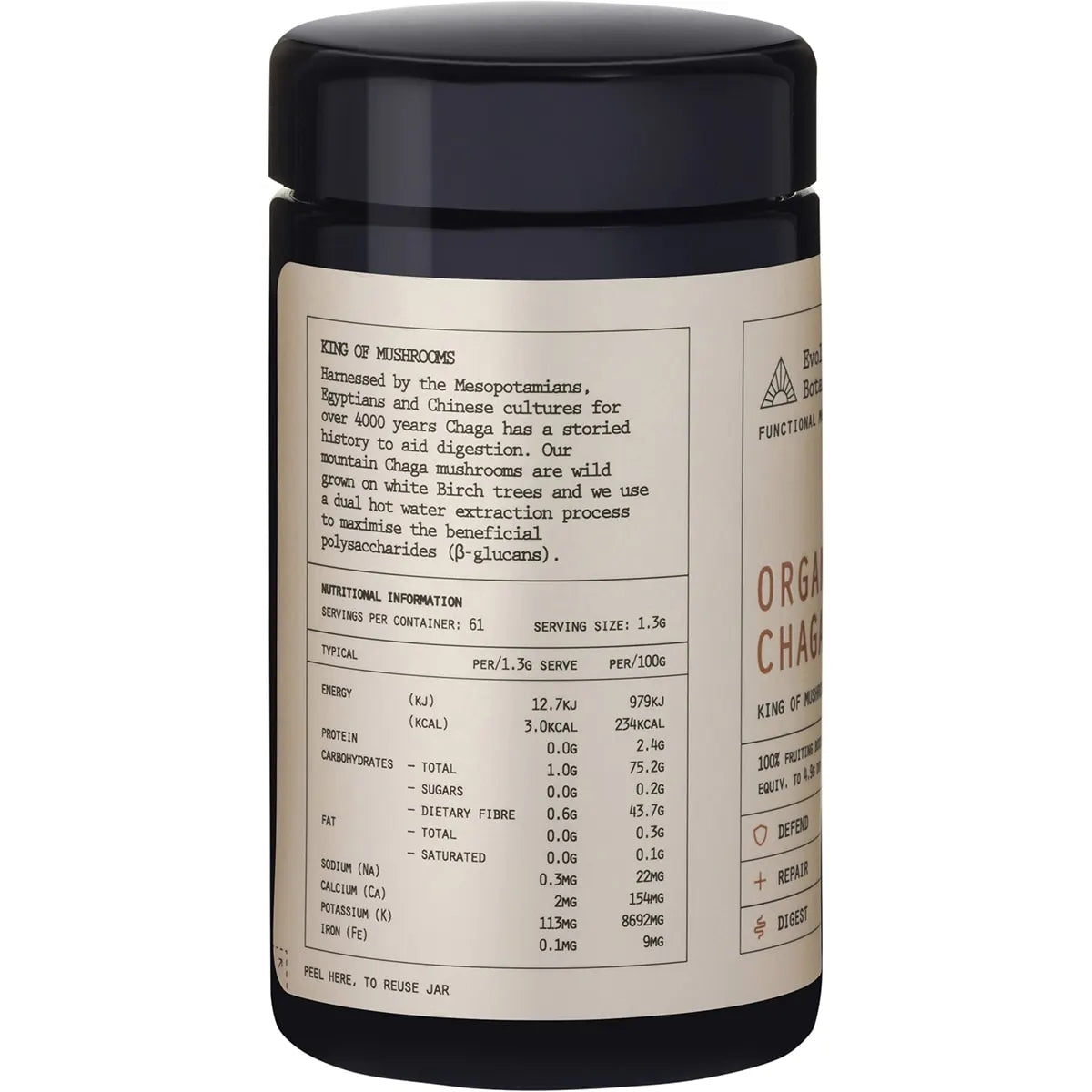 EVOLUTION BOTANICALS Organic Chaga King of Mushrooms 80g