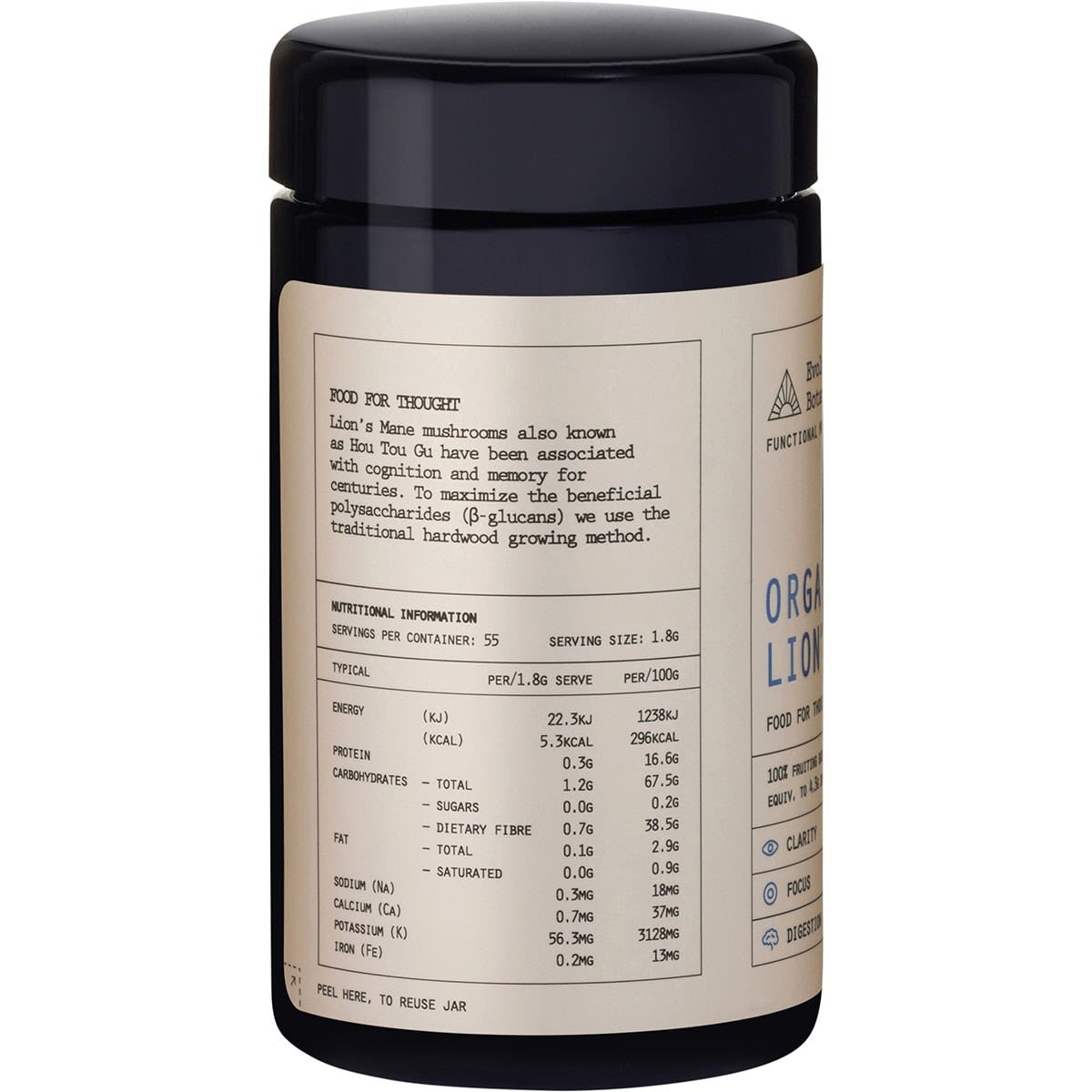 EVOLUTION BOTANICALS Organic Lion's Mane Food For Thought 100g