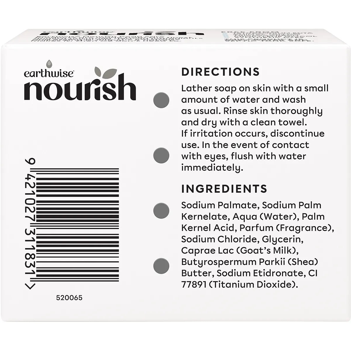 EARTHWISE NOURISH Natural Soap Bar Goat's Milk & Shea Butter 3x90g