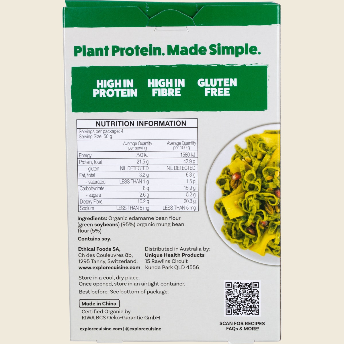 Explore Cuisine Organic Edamame & Mung Bean Fettuccine 200g